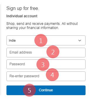 PayPal account create