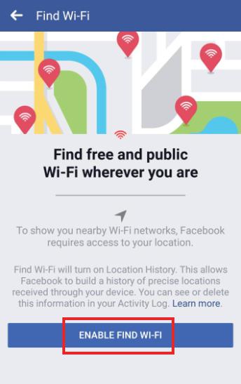 Facebook new feature find wifi