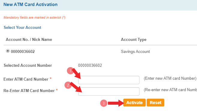 activation new sbi atm card