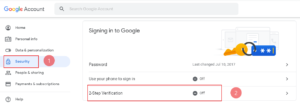 gmail 2 step verification turn on